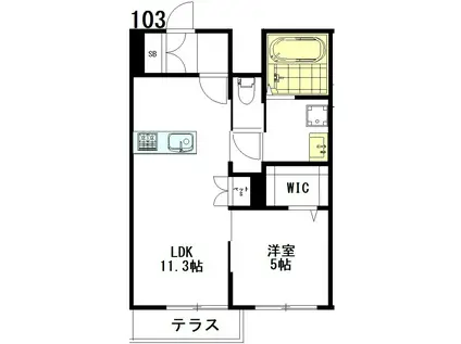 TIAMAT(1LDK/1階)の間取り写真