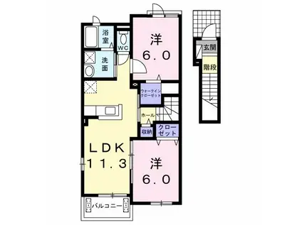 サンセマム菊陽 I(2LDK/2階)の間取り写真