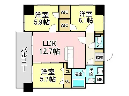 F・STAGE折尾(3LDK/2階)の間取り写真