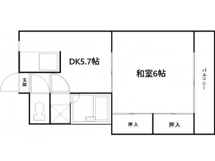 ツインズ大町I(1DK/3階)の間取り写真