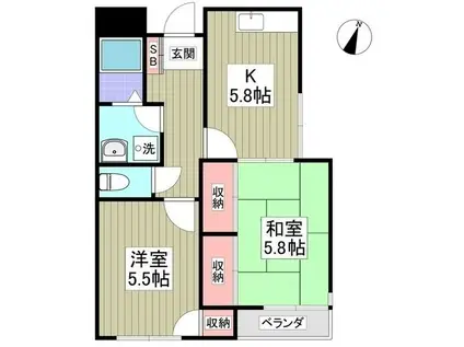 タチマンション門井町(2DK/1階)の間取り写真