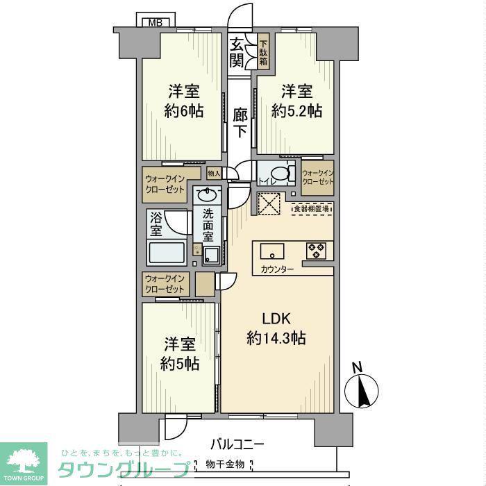 サンクレイドル岩槻ステーションウィズ(3LDK/4階)の間取り写真