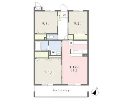 ティアラみねトマト館(3LDK/5階)の間取り写真