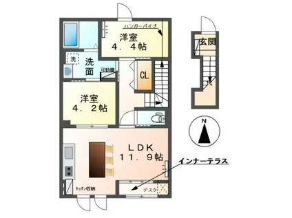 クレシアIV(2LDK/2階)の間取り写真