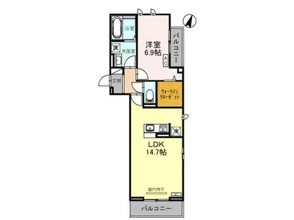 GLOIRE COURT(1LDK/2階)の間取り写真