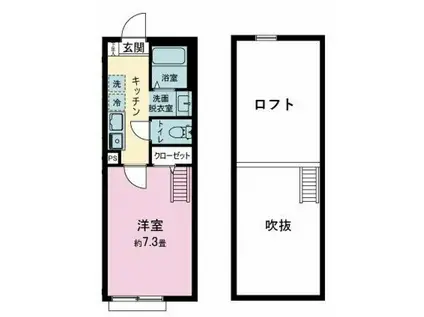 ベステージ金沢文庫(1K/2階)の間取り写真