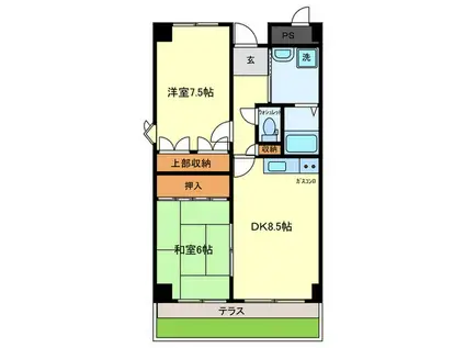 エスペランサ(2DK/1階)の間取り写真