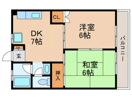 常盤台コーポ(2DK/4階)の間取り写真