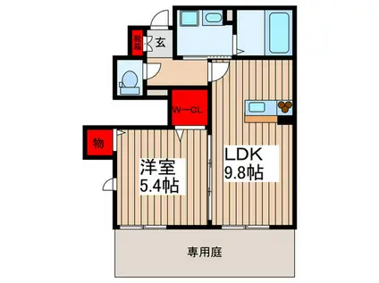 ヒルトップ7B(1LDK/1階)の間取り写真