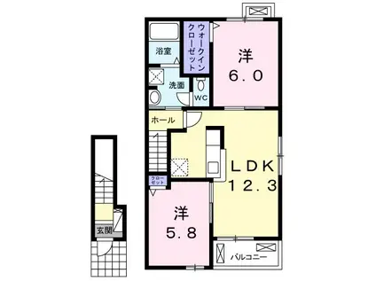 フォレストハウス 天神(2LDK/2階)の間取り写真