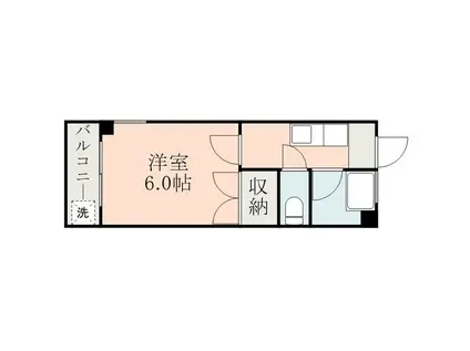 熊本電気鉄道 藤崎宮前駅 徒歩10分 3階建 築42年(1K/3階)の間取り写真