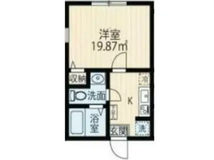 アベニール三ツ沢中町 A棟(1K/1階)の間取り写真