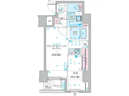 GENOVIA椎名町(1LDK/9階)の間取り写真