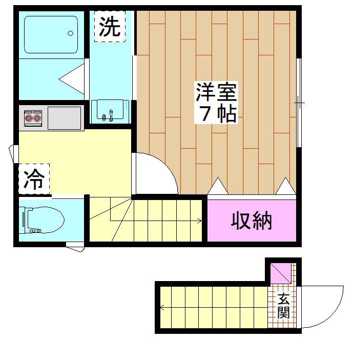 グリュック2(1K/2階)の間取り写真