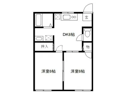 ハイツ青葉(2DK/1階)の間取り写真