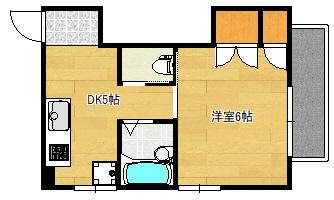 サンハイムうえだ(1DK/2階)の間取り写真