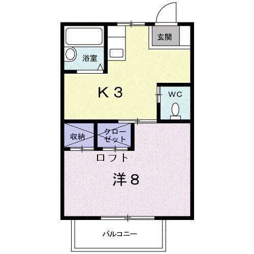 アトリエカミュ(1K/2階)の間取り写真