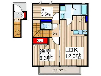 アムールMIYABI(1SLDK/2階)の間取り写真