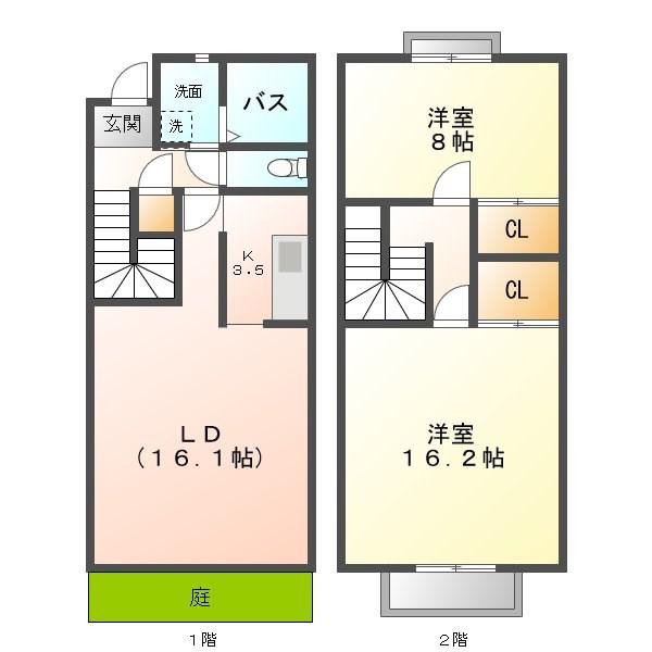 REGULUS(2LDK/2階)の間取り写真