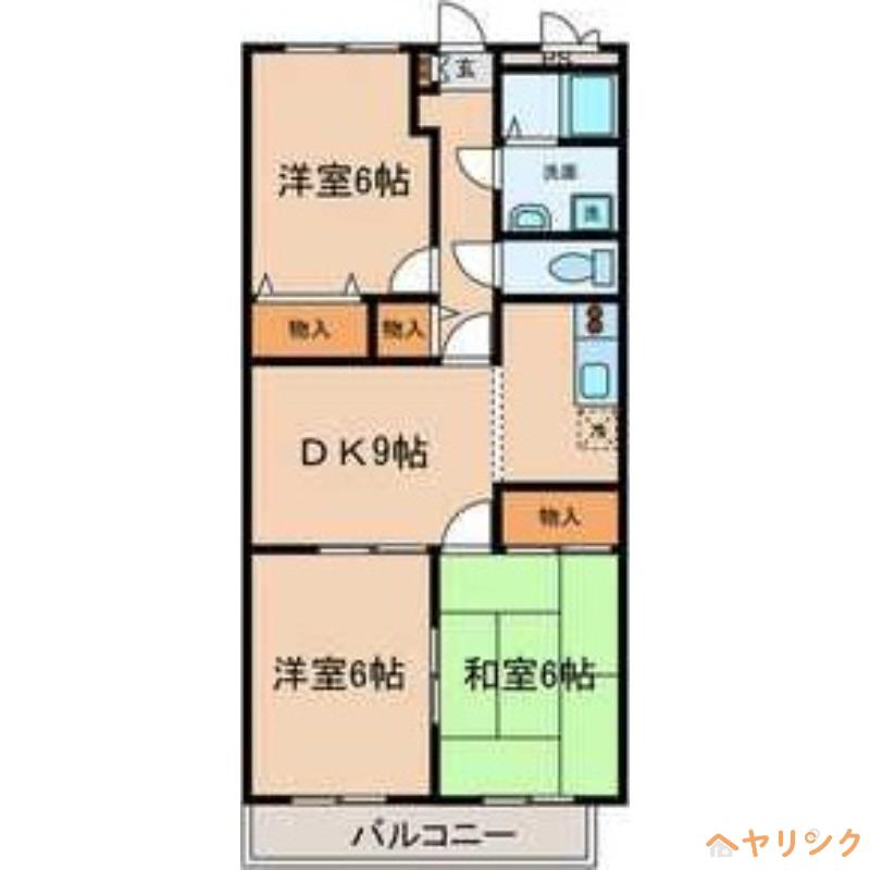 シモーヌ・ヴィーユA棟(3DK/2階)の間取り写真