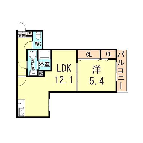 ジーメゾン明石魚住ラピス(1LDK/2階)の間取り写真
