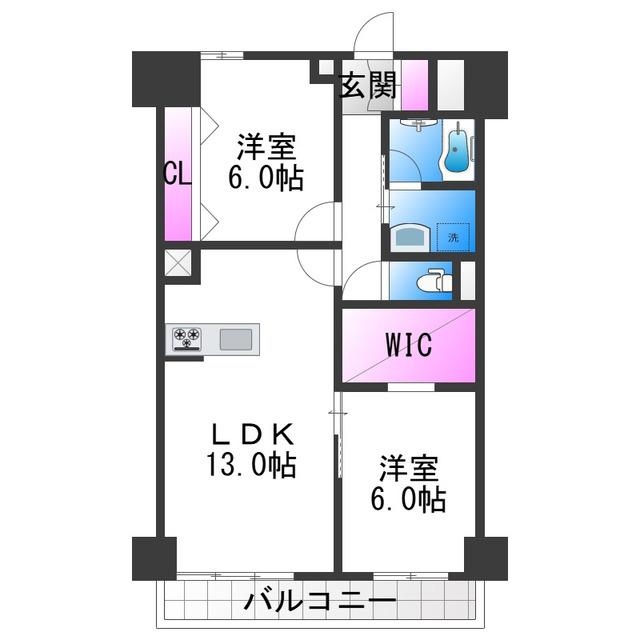 パークモダン住之江公園(2LDK/6階)の間取り写真