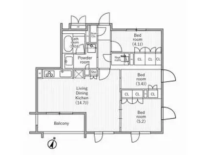 NIDO SAKURAGAOKA ニドサクラガオカ(3LDK/2階)の間取り写真