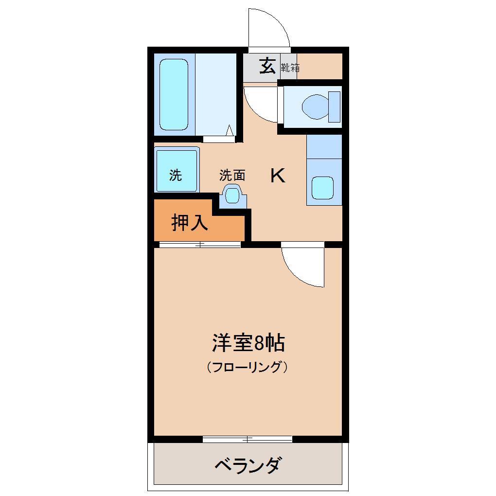 学園台コーポII(1K/2階)の間取り写真