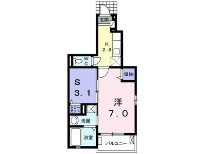 サニー フラット(1SK/1階)の間取り写真