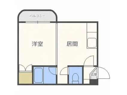 オルセー栄通(1DK/1階)の間取り写真