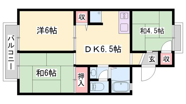 プレジール三木(3DK/2階)の間取り写真