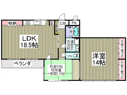 パルコーポ久御山(2LDK/3階)の間取り写真