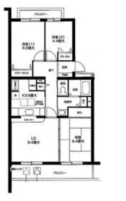 オクトス市ヶ尾3号棟(3LDK/2階)の間取り写真