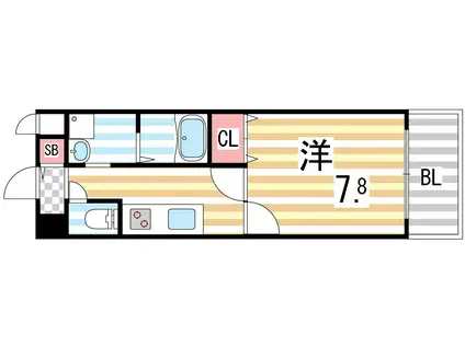 CASSIA住道(1K/6階)の間取り写真