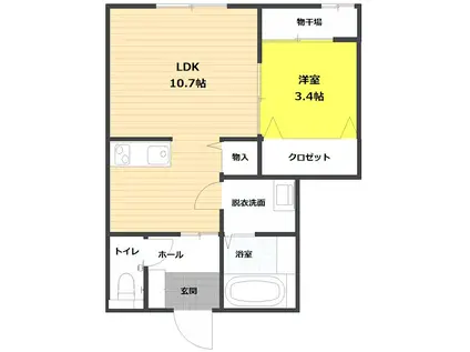 MON REVE(1LDK/2階)の間取り写真