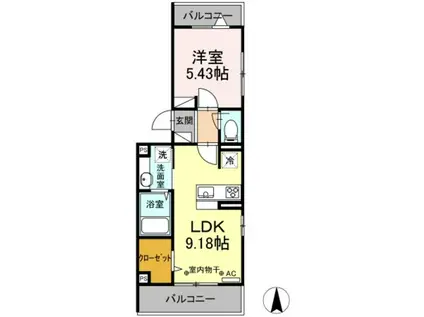 令和ハウス′21(1LDK/2階)の間取り写真