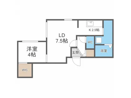 PORTE-BONHEUR NISHISEN6JOポルトボヌールニシ(1LDK/1階)の間取り写真