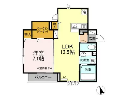 パレス立川柴崎町(1LDK/3階)の間取り写真
