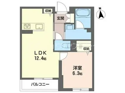 南流山シャーメゾン(1LDK/2階)の間取り写真