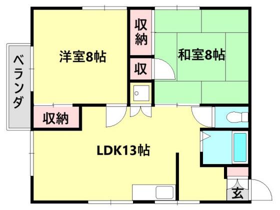 生駒ビル(2LDK/4階)の間取り写真