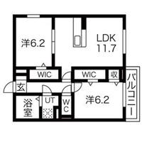 LES ENS FAMIIAUX IX(2LDK/2階)の間取り写真