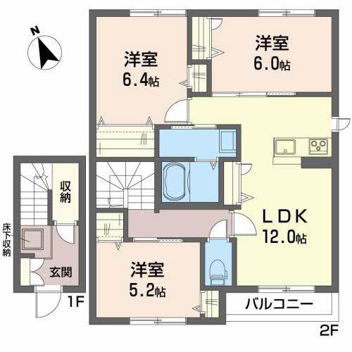 アーク・プラザ弐番館(3LDK/2階)の間取り写真