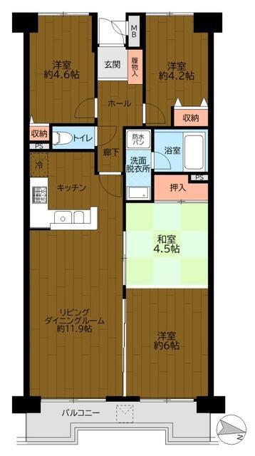 ラブリーハイツ久里浜(4LDK/9階)の間取り写真