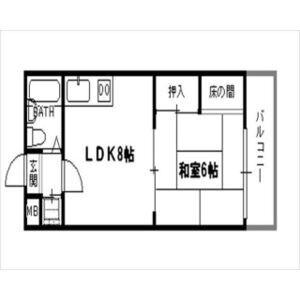 岡本ハイツ(1LDK/3階)の間取り写真