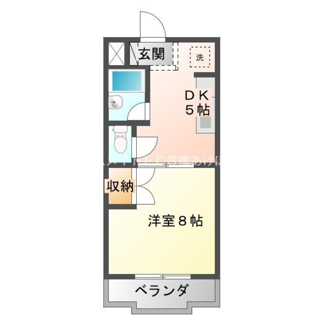 グランシャリオII(1DK/3階)の間取り写真