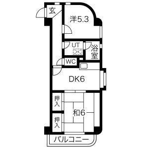 アーバンハイツ児玉(2DK/4階)の間取り写真