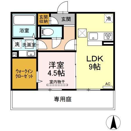 グランフォレMII(1LDK/1階)の間取り写真