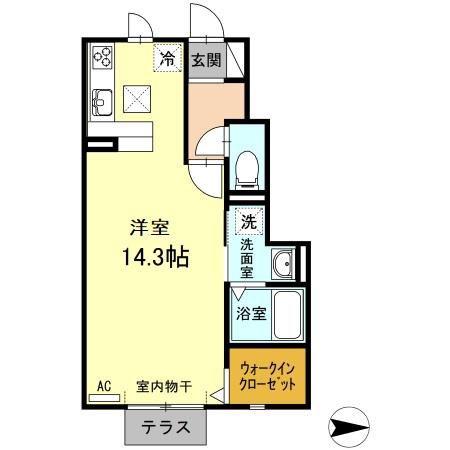 ハイドランジア(ワンルーム/1階)の間取り写真