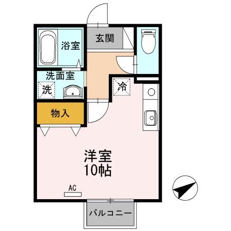 パティオ深津(ワンルーム/2階)の間取り写真