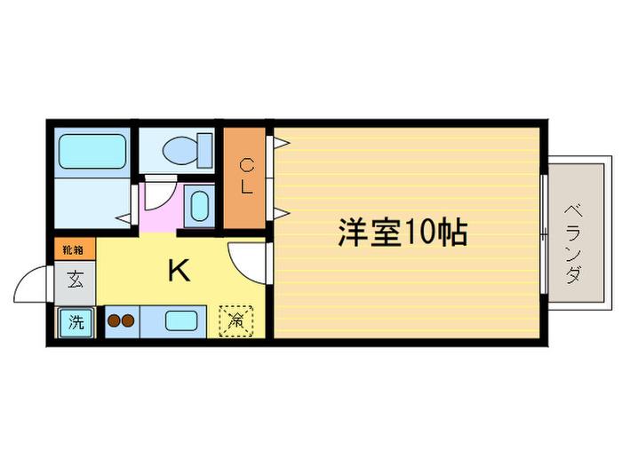 グランドールB棟(1K/2階)の間取り写真